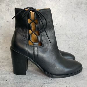 Latigo Jace black leather lace up side heeled ankle boot 7